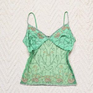 Y2K Sheer Beaded Sequined Mermaid Cami